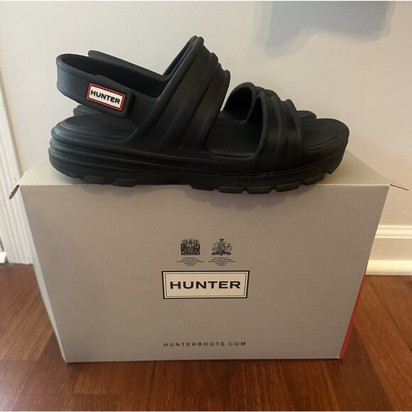 Hunter Sandals Bloom Algae Foam Black Women's 9US Vegan Lightweight Chunky Comfy - Picture 1 of 8